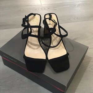 Vince Camuto Black Stiletto Heels with Strappy Design